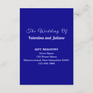Carte D'accompagnement Registre de cadeaux de mariage bleu foncé en portr