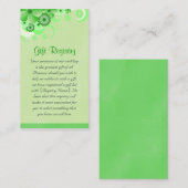 Carte D'accompagnement Registre de cadeaux de Mariage de fleurs vert clai (Devant / Derrière)