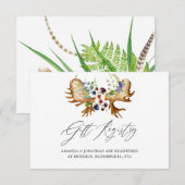 Carte D'accompagnement Registre de cadeaux de mariage rustique à l'aquare (Devant / Derrière)