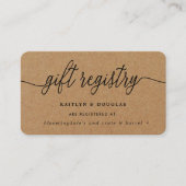 Carte D'accompagnement Registre de cadeaux de Rustic Kraft Script (Devant)