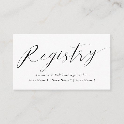 Carte D'accompagnement Registre de cadeaux Elegant Script (Devant)