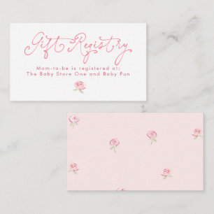 Carte D'accompagnement Registre de cadeaux floral rose minimaliste fantai