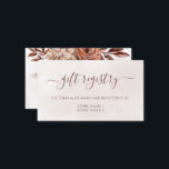 Carte D'accompagnement Registre de cadeaux Mariage de automne de Boho Flo<br><div class="desc">Cartes d'encaissement mariage de style bohème moderne avec fleurs d'aquarelle et feuilles de chute dans les tons terreux comme rouille,  orange brûlé et terre cuite. Un choix parfait pour les mariages d'automne.</div>