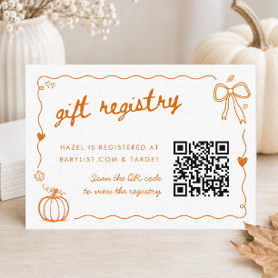 Carte D'accompagnement Registre de cadeaux QR pour Baby Shower Pumpkin Wa
