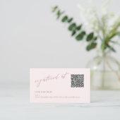 Carte D'accompagnement Registre de code QR ArtsApp Faux Rose Gold Script (Debout devant)