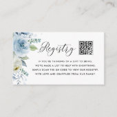 Carte D'accompagnement Registre de code QR bébé Fleurs Bleues et Blanches (Devant)