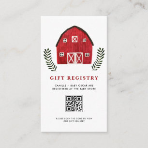 Carte D'accompagnement Registre de code QR de grange rouge aquarelle de f