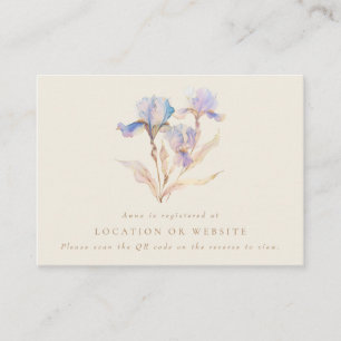 Carte D'accompagnement Registre de code QR du Baby shower Iris Aquarelle