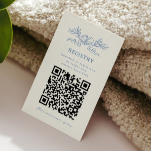 Carte D'accompagnement Registre de code QR pour Baby Shower Ruban Bleu 
