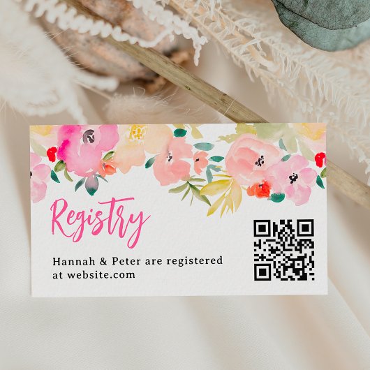 Carte D'accompagnement Registre de la mariée fleurie du jardin boho rose 