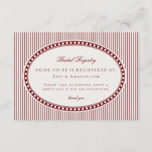 Carte D'accompagnement Registre de mariage à carreaux Harlequin rouge Mer