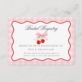 Carte D'accompagnement Registre de mariage à l'arc en ruban rose Coquette
