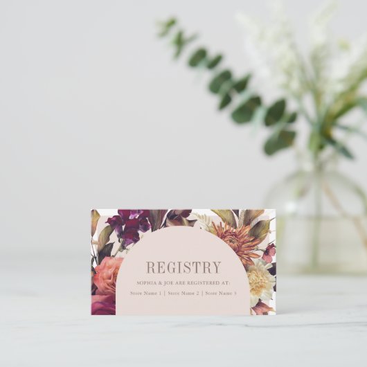 Carte D'accompagnement Registre de Mariage Arc de Couronne d'Automne Rose (Debout devant)