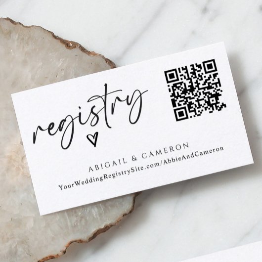 Carte D'accompagnement Registre de mariage avec code QR moderne et écritu