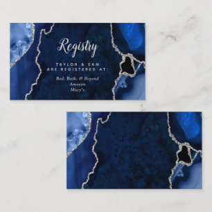 Carte D'accompagnement Registre de mariage bleu marine et agate argentée