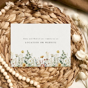 Carte D'accompagnement Registre de mariage champ de fleurs sauvages d'été