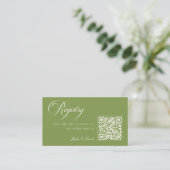 Carte D'accompagnement Registre de mariage classique code QR vert ivoire (Debout devant)