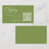 Carte D'accompagnement Registre de mariage classique code QR vert ivoire (Devant / Derrière)