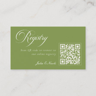 Carte D'accompagnement Registre de mariage classique code QR vert ivoire