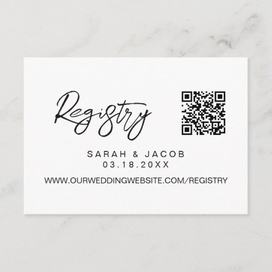 Carte D'accompagnement registre de mariage code QR écriture moderne perso (Devant)