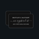 Carte D'accompagnement Registre de Mariage de calligraphie moderne noir<br><div class="desc">Carte d'insertion de script de calligraphie moderne tendance Mariage registre. Noir & Blanc</div>