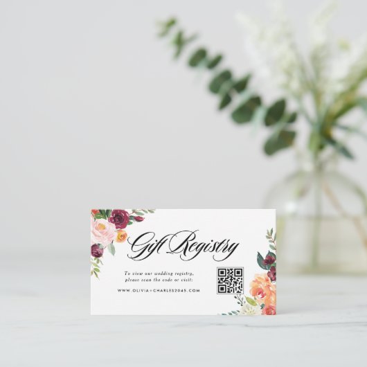 Carte D'accompagnement Registre de mariage de Fleurs d'automne Code QR (Debout devant)