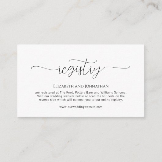 Carte D'accompagnement Registre de Mariage de script minimal simple (Devant)