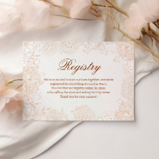 Carte D'accompagnement Registre de Mariage Élégant Floral Beige Minimalis