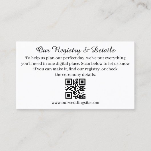 Carte D'accompagnement Registre de mariage et RSVP moderne avec code QR  (Devant)