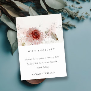 Carte D'accompagnement Registre de mariage floral Marsala automnal poussi