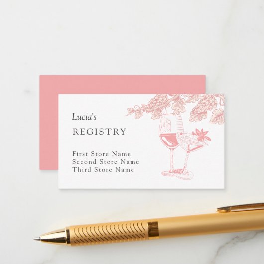 Carte D'accompagnement Registre de mariage rétro au champagne de pamplemo (Devant/Arrière en situation)
