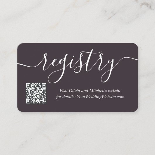 Carte D'accompagnement Registre de mariage simple QR Code écriture manusc (Devant)