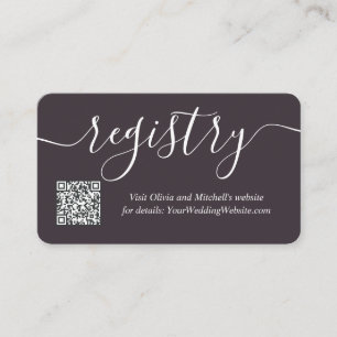 Carte D'accompagnement Registre de mariage simple QR Code écriture manusc