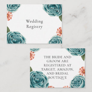 Carte D'accompagnement Registre de mariage Teal Rose & Orange Daisy