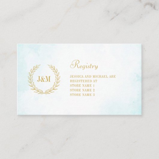 Carte D'accompagnement Registre de mariage turquoise à monogramme simple  (Devant)