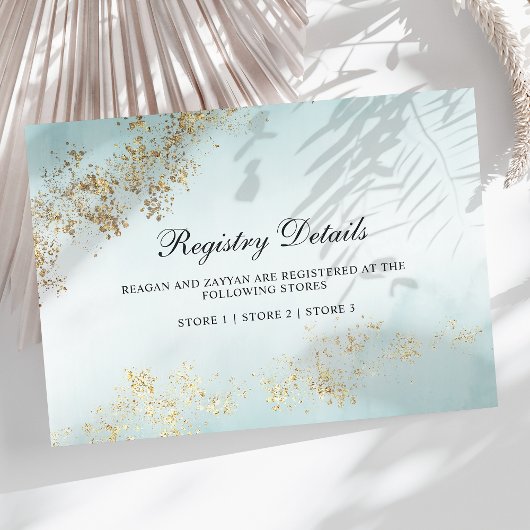 Carte D'accompagnement Registre de Mariage Turquoise Mist Flecks d'or mod