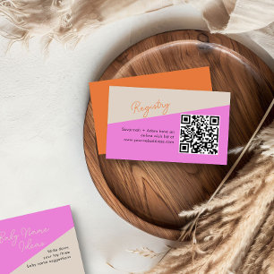 Carte D'accompagnement Registre de naissance avec code QR tricolore rose