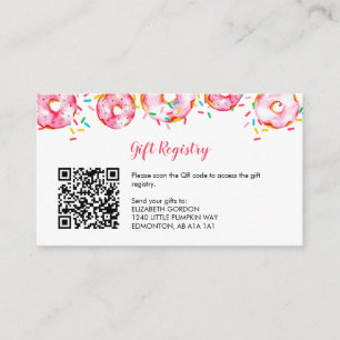 Carte D'accompagnement Registre de naissance QR Donuts Couches Jeu de Bab