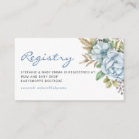 Registre des Baby showers de fleurs bleu aquarelle