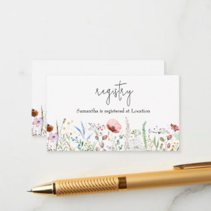 Carte D'accompagnement Registre des Baby showers fleurs sauvages