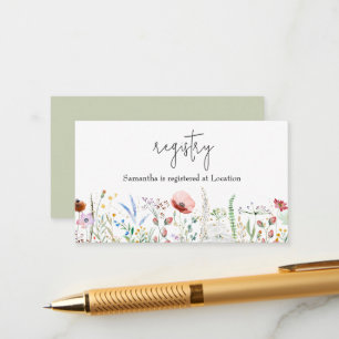 Carte D'accompagnement Registre des Baby showers fleurs sauvages