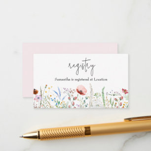 Carte D'accompagnement Registre des Baby showers fleurs sauvages pour fil