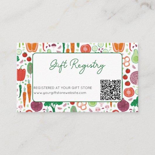 Carte D'accompagnement Registre des cadeaux Code QR Baby shower du marché (Devant)