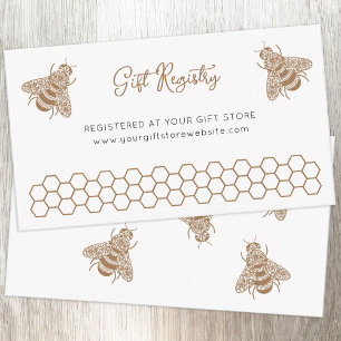 Carte D'accompagnement Registre des cadeaux de Baby shower d'abeilles mie