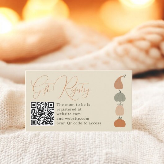 Carte D'accompagnement Registre des cadeaux de Citrouille Rustic Chute