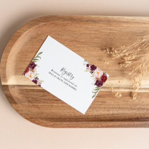 Carte D'accompagnement Registre des cadeaux de Mariage Floral Rustique Bo