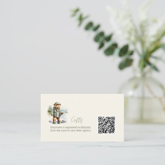 Carte D'accompagnement Registre des cadeaux QR Code mignon Pêche Teddy Be (Debout devant)