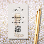 Carte D'accompagnement Registre des Fêtes des mariées de perles et de pou<br><div class="desc">Les cartes d'écrin de la nuptiale douche taupe comprennent des perles drapées d'une flûte à champagne avec un code QR personnalisé à l'endroit où vous êtes inscrit ou votre site Web mariage avec vos indications en lettres chic. CORRESPONDANCE d'objets dans notre collection.</div>