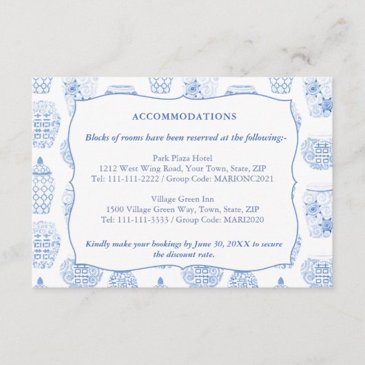 Carte D'accompagnement Registre Des Mariages Bleus Et Blancs (Devant)