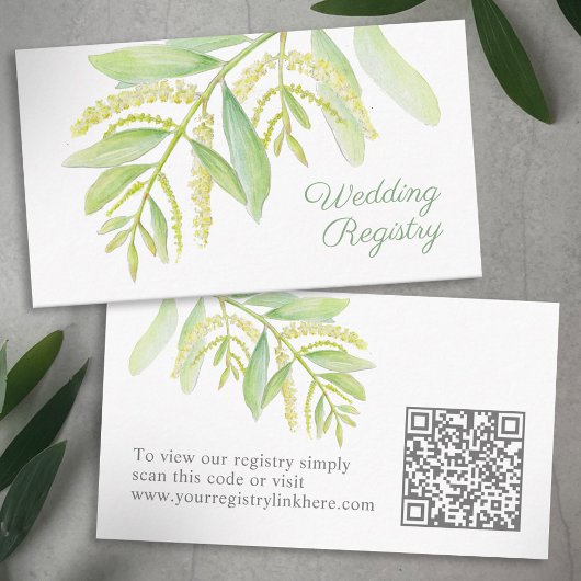 Carte D'accompagnement Registre des mariages d'aquarelle verte Eucalyptus
